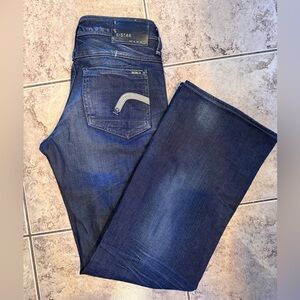 Y2K Low Rise G-Star Raw Women's Reese Straight Leg Dark Blue Denim Sz 26/27